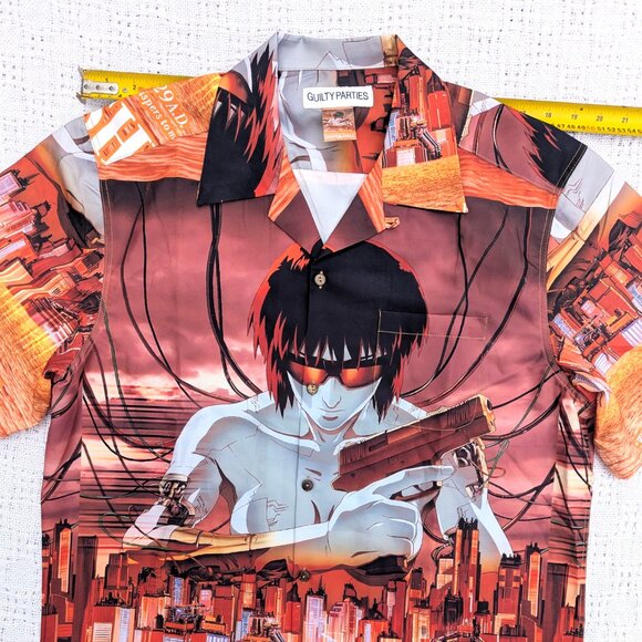 Wacko Maria Ghost in The Shell #1 Hawaiian collabo Shirt Size L Orange Color - Picture 4 of 9